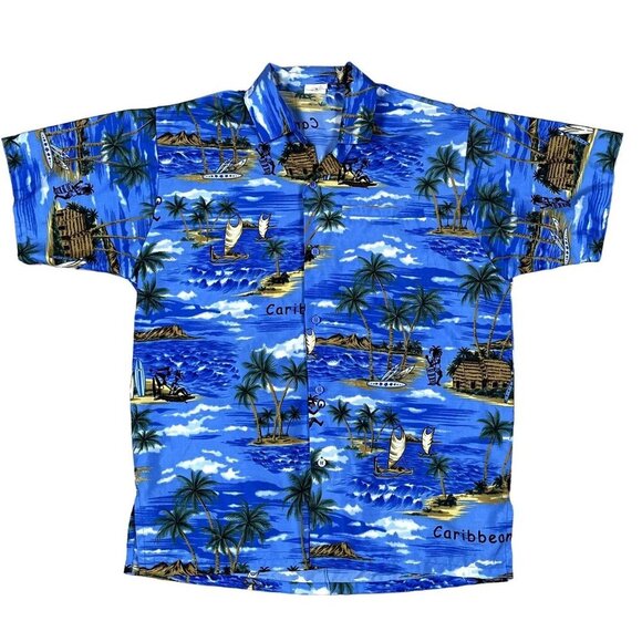 VTG Hawaiian Shirt Clip Art and Comics Sans Font Size Medium - Picture 1 of 6